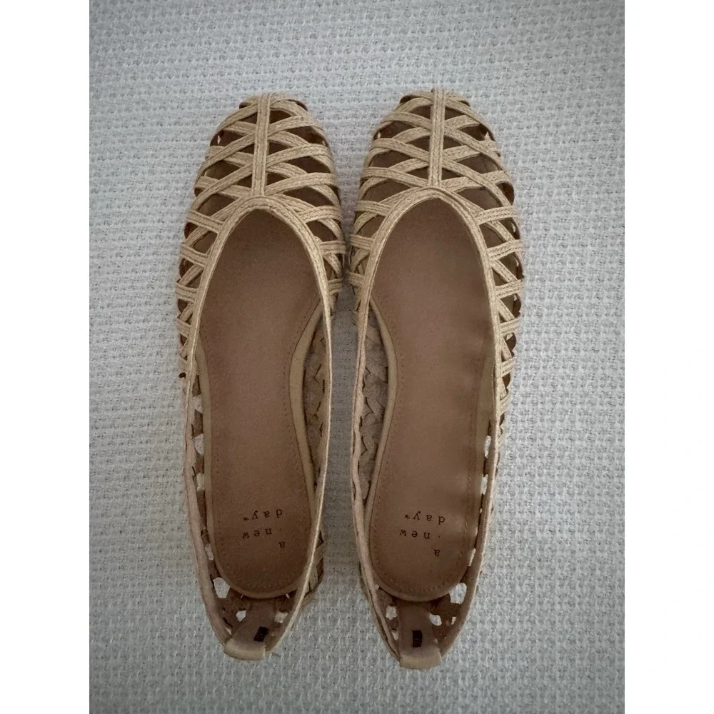 a new day Beige Woven Cutout Ballet Flats
